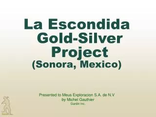La Escondida Gold-Silver Project (Sonora, Mexico)