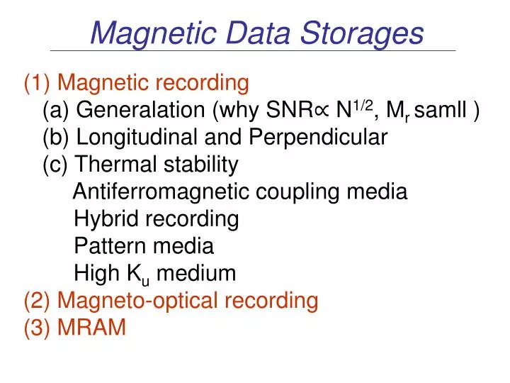 magnetic data storages