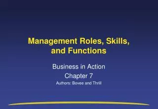 Management Roles, Skills, and Functions