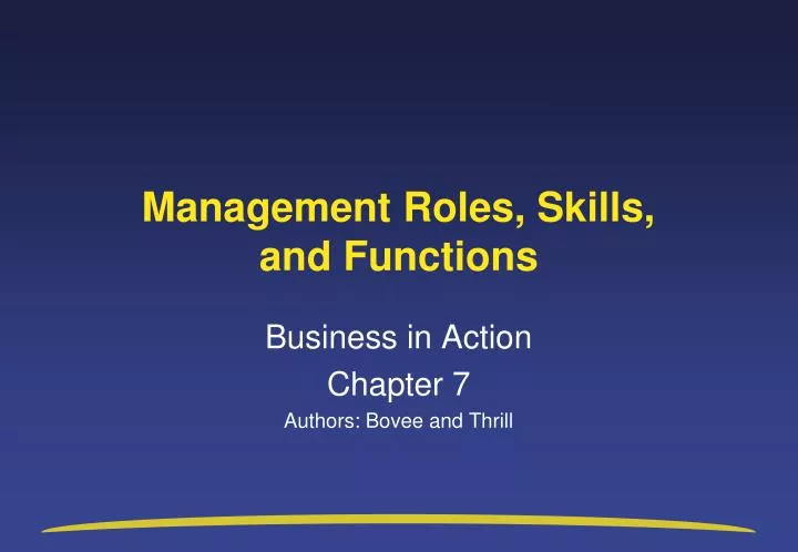 management roles skills and functions