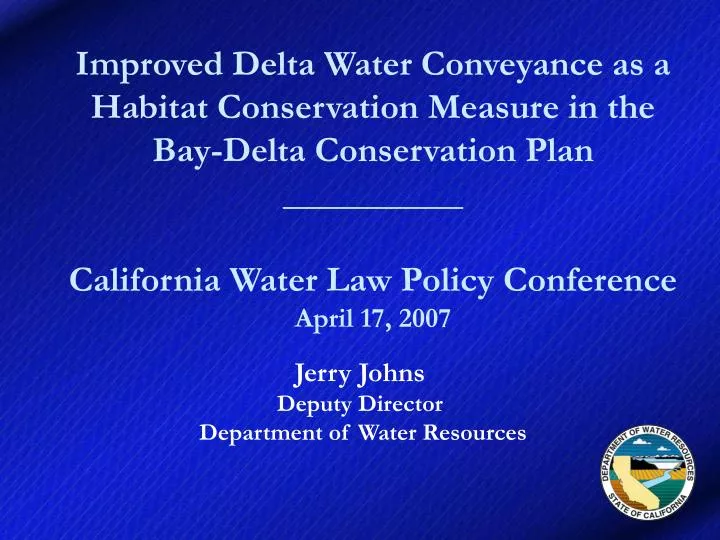 jerry johns deputy director department of water resources