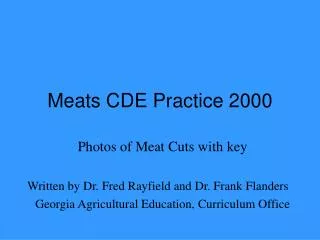 Meats CDE Practice 2000