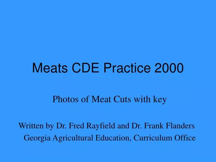 meats cde practice 2000