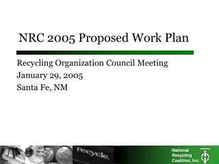 NRC 2005 Proposed Work Plan