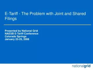 E-Tariff - The Problem with Joint and Shared Filings