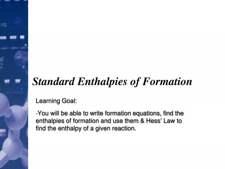 standard enthalpies of formation