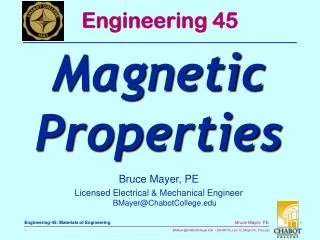 Bruce Mayer, PE Licensed Electrical &amp; Mechanical Engineer BMayer@ChabotCollege