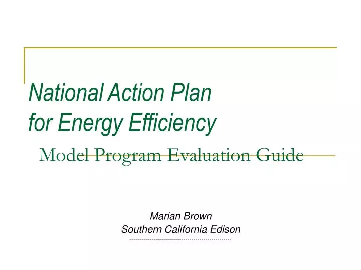 national action plan for energy efficiency model program evaluation guide