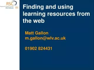 Finding and using learning resources from the web