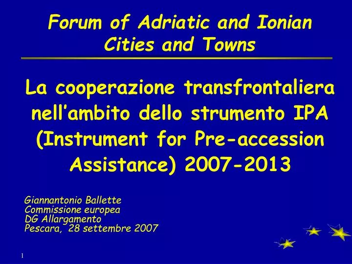 forum of adriatic and ionian cities and towns