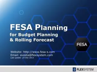 for Budget Planning &amp; Rolling Forecast