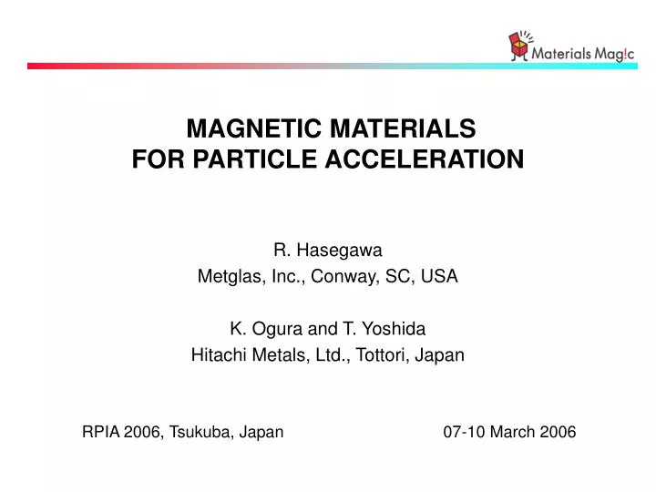 magnetic materials for particle acceleration