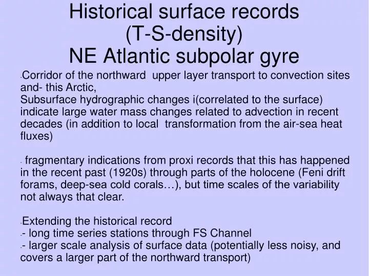 historical surface records t s density ne atlantic subpolar gyre