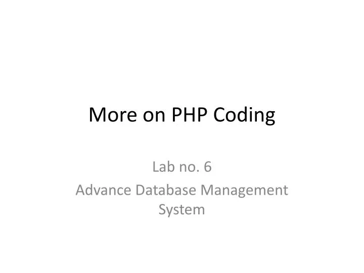 more on php coding