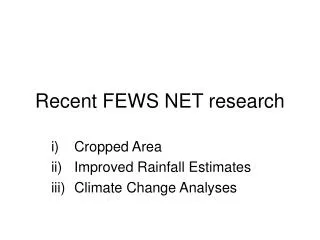 Recent FEWS NET research