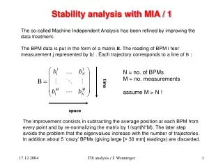 Stability analysis with MIA / 1
