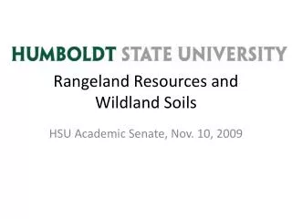 Rangeland Resources and Wildland Soils