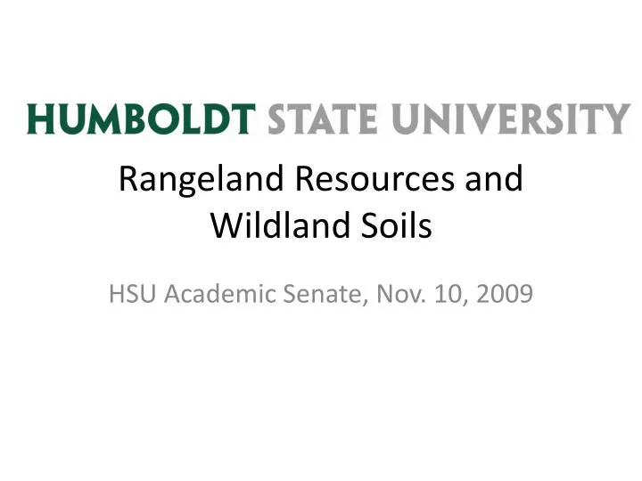 rangeland resources and wildland soils