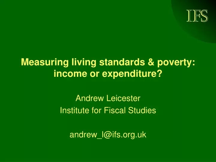 measuring living standards poverty income or expenditure