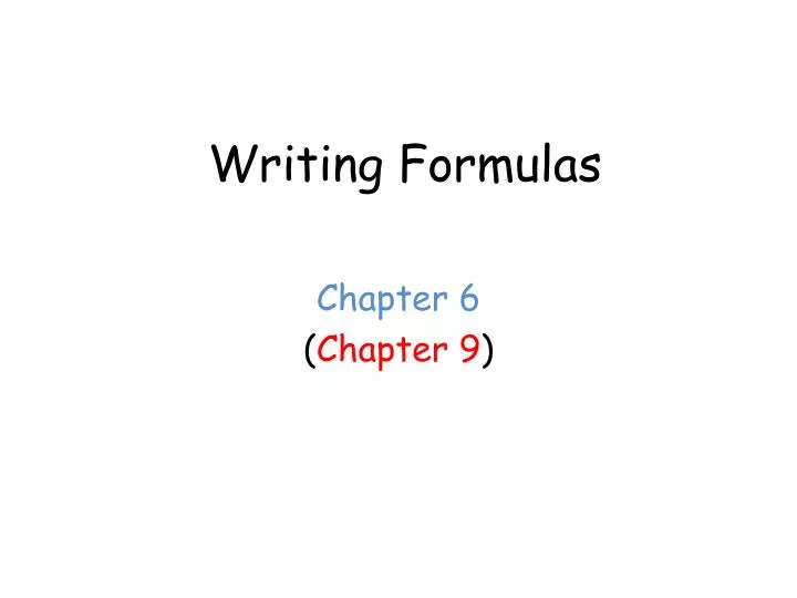 writing formulas