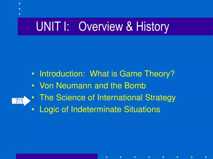 unit i overview history