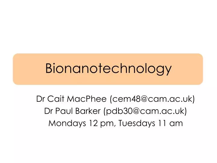 bionanotechnology