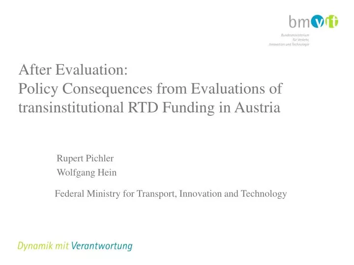 after evaluation policy consequences from evaluations of transinstitutional rtd funding in austria