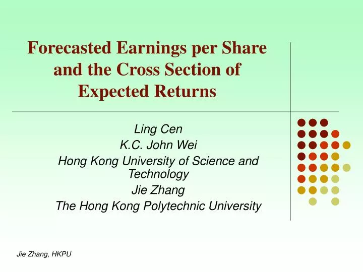 forecasted earnings per share and the cross section of expected returns