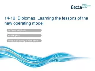 14-19 Diplomas: Learning the lessons of the new operating model