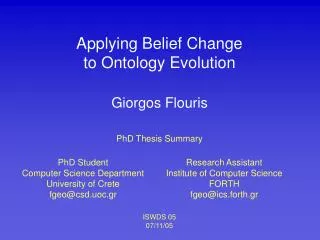 Applying Belief Change to Ontology Evolution