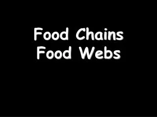 Food Chains Food Webs