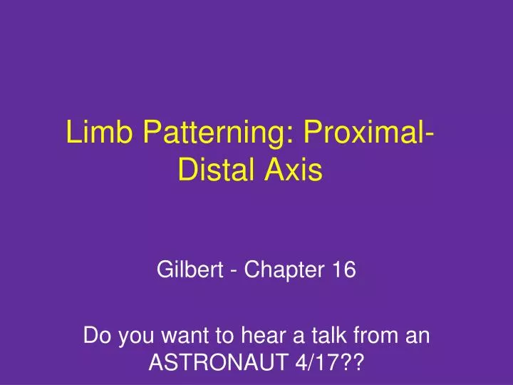limb patterning proximal distal axis