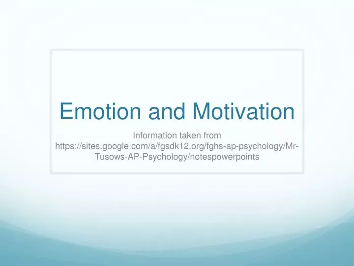 emotion and motivation