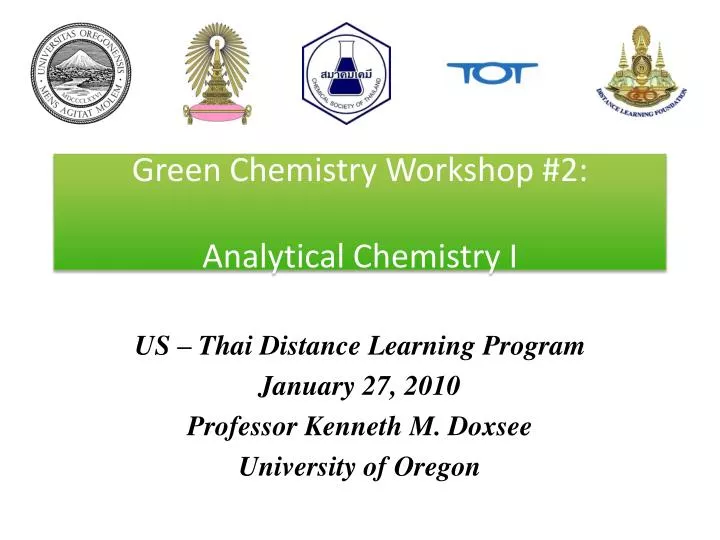 green chemistry workshop 2 analytical chemistry i