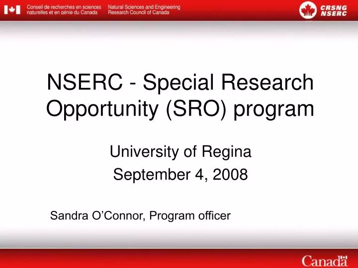 nserc special research opportunity sro program