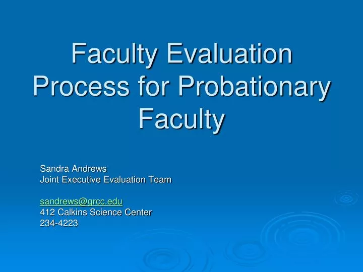 faculty evaluation process for probationary faculty