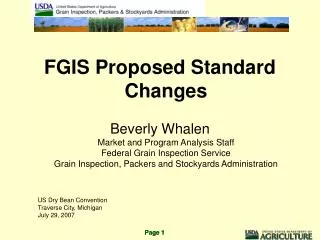 FGIS Proposed Standard Changes