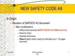 NEW SAFETY CODE A9
