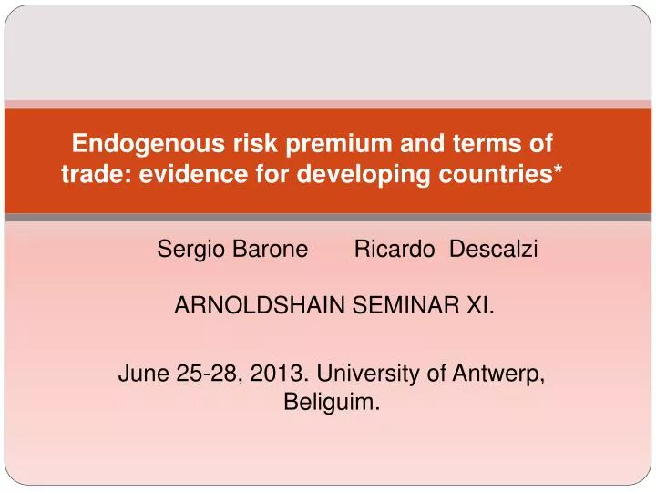 endogenous risk premium and terms of trade evidence for developing countries