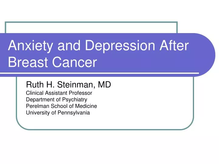 anxiety and depression after breast cancer