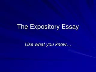 The Expository Essay