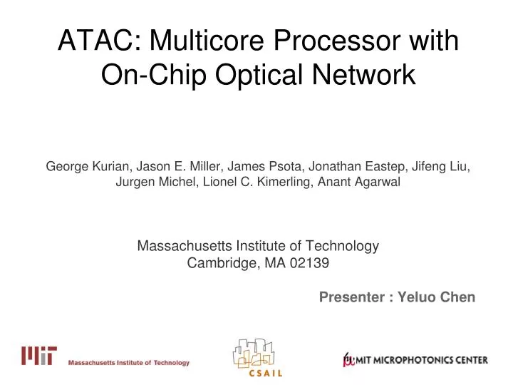 atac multicore processor with on chip optical network