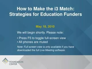 How to Make the i3 Match: Strategies for Education Funders