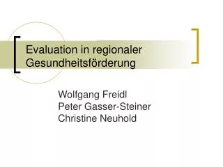 evaluation in regionaler gesundheitsf rderung