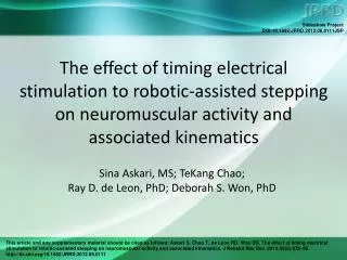 Sina Askari, MS; TeKang Chao; Ray D. de Leon, PhD; Deborah S. Won, PhD