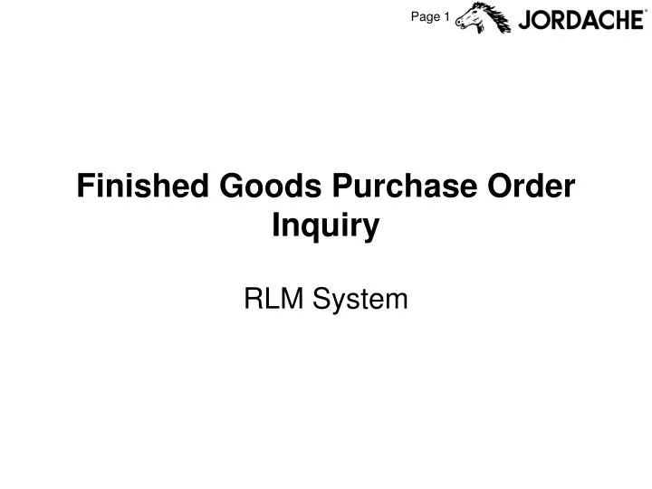 finished goods purchase order inquiry