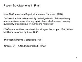 May, 2007: American Registry for Internet Numbers (ARIN)