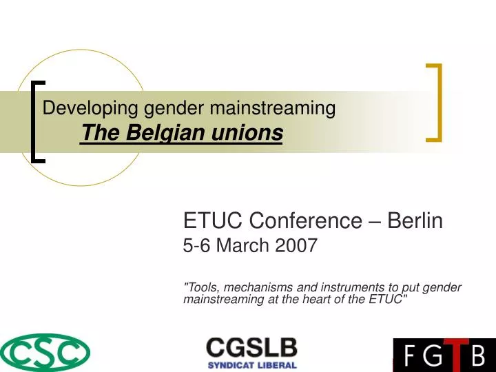 developing gender mainstreaming the belgian unions