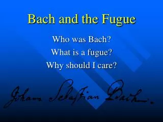Bach and the Fugue