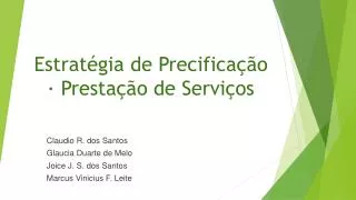 estrat gia de precifica o presta o de servi os